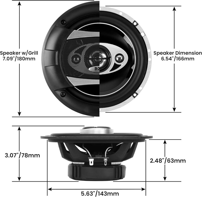 BOSS Audio Systems P65.4C Phantom Series 6.5" Car Door Speakers - 400 Watts Max, 4 Way, Full Range, Tweeters, Coaxial, Sold in Pairs - Image 3